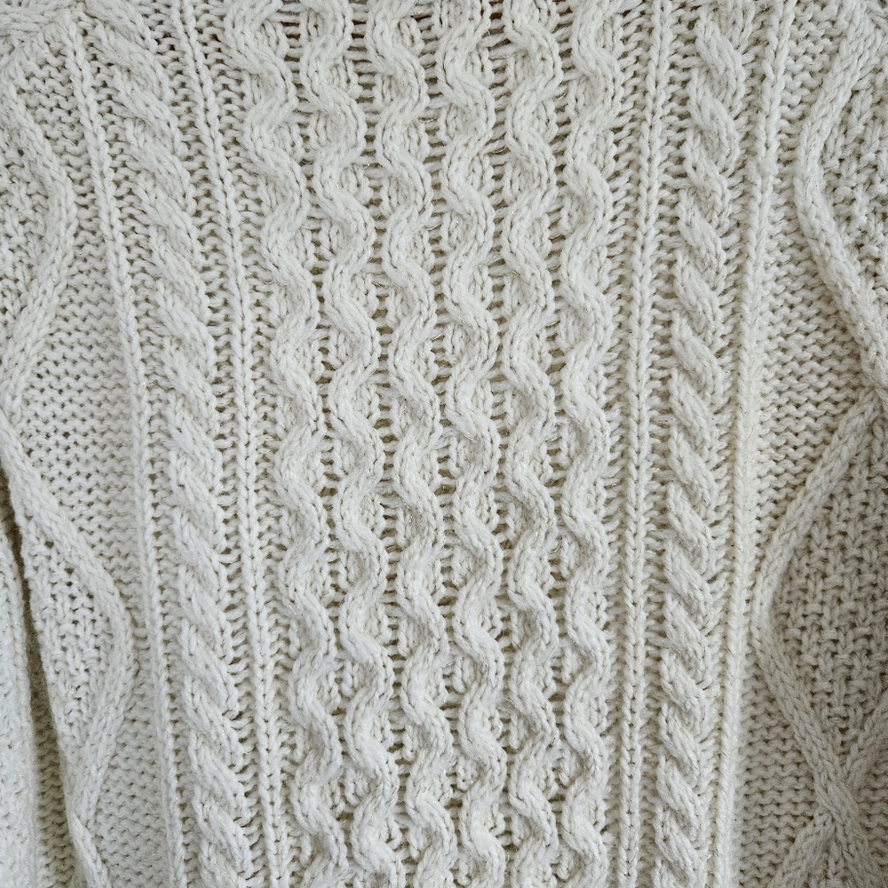 Ivory Cable Knit Sweater With Gold Specs. - Picture 6 of 9